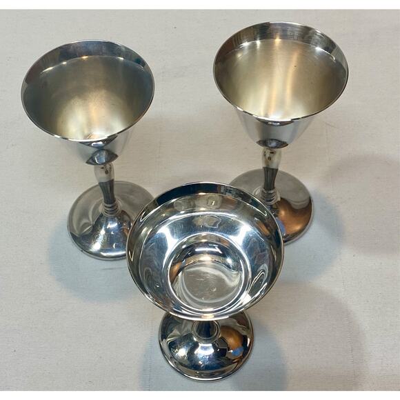 VTG 2 Sheffield Silver Co Silver Plated Martini Goblets- 4.5" Tall 1 Wine 5.75" - Picture 3 of 11